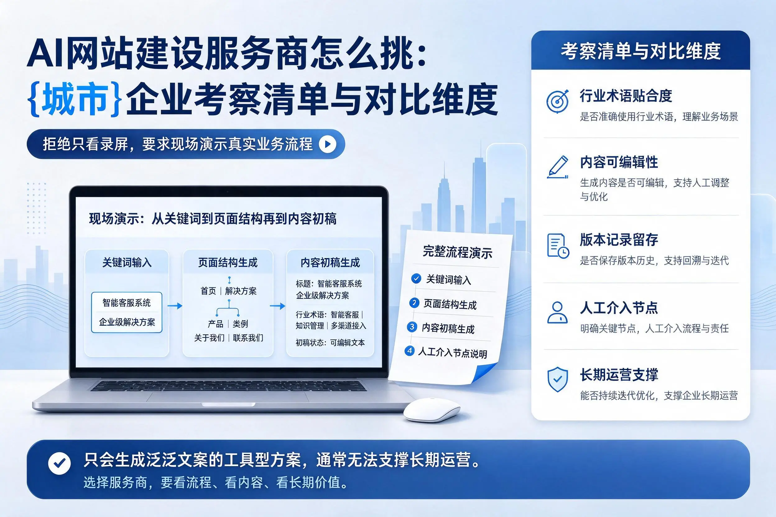 AI网站建设服务商怎么挑：烟台企业考察清单与对比维度